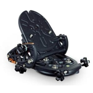 Splitboard binding with black and orange accents.