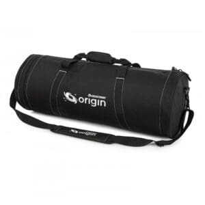 Black cylindrical bag with shoulder strap.