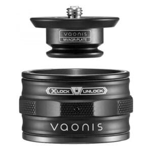Camera adapter with locking mechanism, labeled Vaonis.