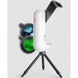 Telescope with tripod and colored lens filters.